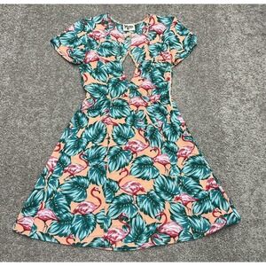 Show Me Your Mumu Ibiza Flamingo FLORAL hawaii Mini Dress Back Cutout Womens Sm
